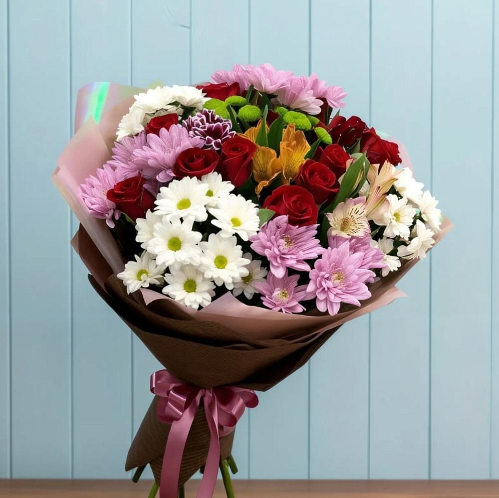 Букет цветов из: Розы, Хризантемы и Альстромерии в Сызрани