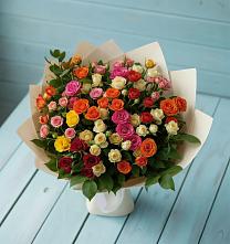 Букет Микс из разноцветных кустовых роз в Сызрани