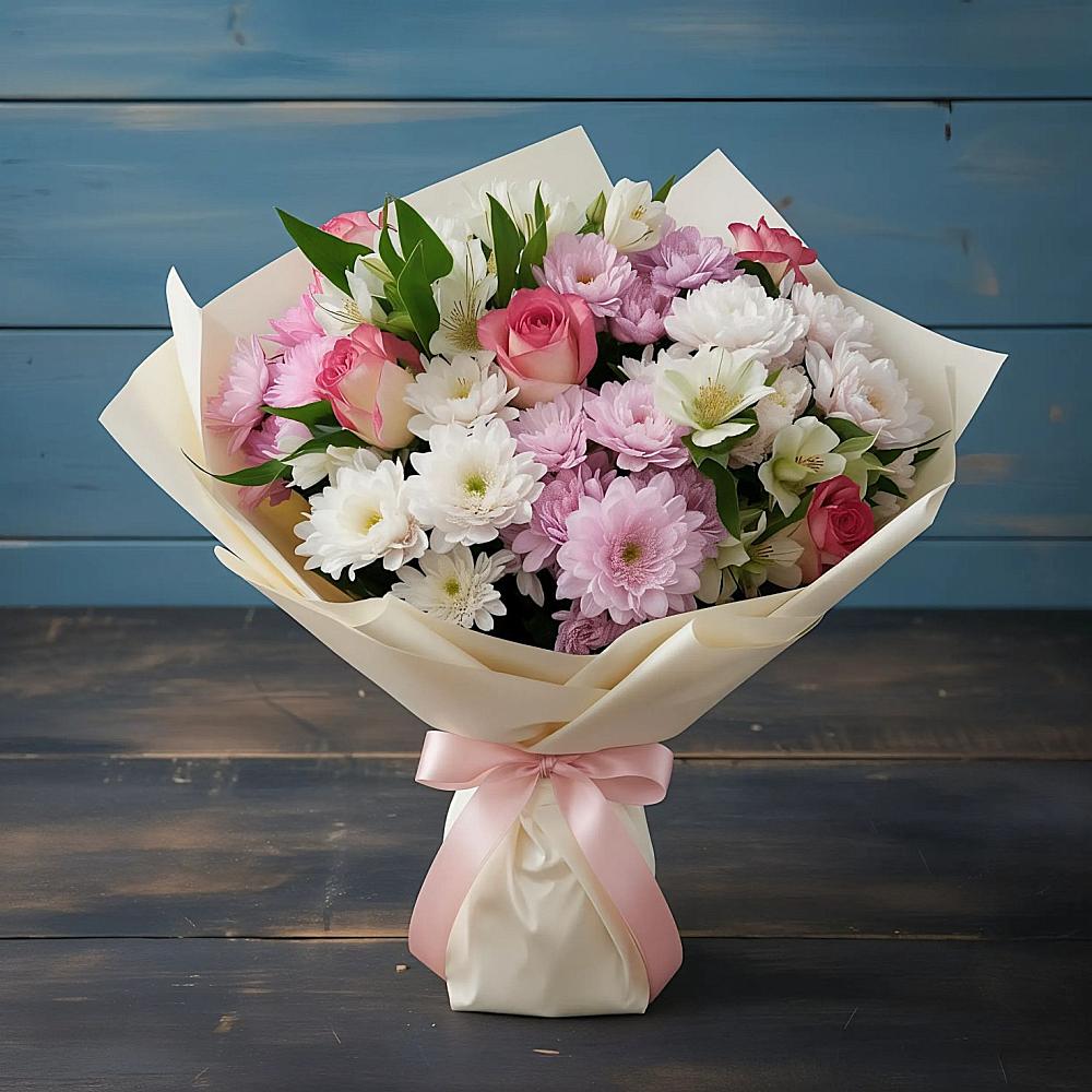 Букет цветов из: Хризантемы, Альстромерии и Розы в Сызрани